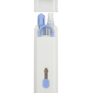 Kit de limpieza 7 en 1 • Bolígrafo de limpieza 3 en • Punta de silicona • Cepillo de auriculares • Hisopo de esponja flocada • Limpiador de cepillo retráctil suave para teclado • Saca-Teclas • Botella spray 10ml • Franela de limpieza de pantalla • Tamaño: 11 x 4,7 x 3 cm.
