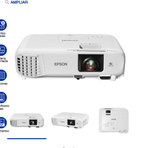 EPSON POWERLITE 118W 3800 Lumens, 3LCD, XGA, RJ45 (1024 x 768), HDMI, WiFi Opcional (iva inc)