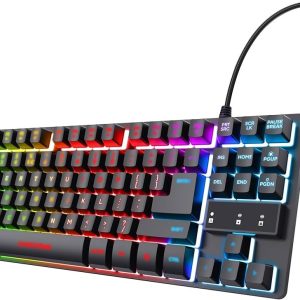 TECLADO TRUST GAMING THADO Metalico GXT 833 Negro y Blamco (24067)(iva inc)