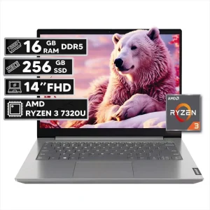 LENOVO V14 G4 AMN, AMD Ryzen 3 7320U, SSD 256GB, DDR5 16GB, NO DVD, Pantalla 14" FHD, 100/1000M (RJ-45), Sin Sistema Operativo, Arctic Grey