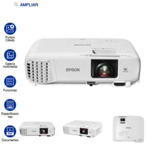 EPSON POWERLITE 118W 3800 Lumens, 3LCD, XGA, RJ45 (1024 x 768), HDMI, WiFi Opcional (iva inc