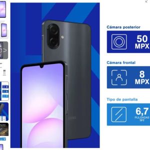 SAMSUNG A07 SM-A075M - PANTALLA 6,7" - OCTA CORE 2,2GHZ / 2,0GHZ - 64GB - MEMORIA 4GB - DOBLE CAMARA - ANDROID 15 - DUAL SIM - 4G LTE - NEGRO