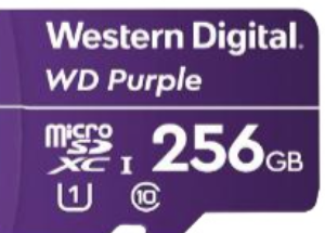 WDD256G1P0C / Memoria microSD de 256GB PURPLE, Especializada Para Videovigilancia, 10 VECES MAYOR DURACIÓN, 3 AÑOS DE GARANTIA