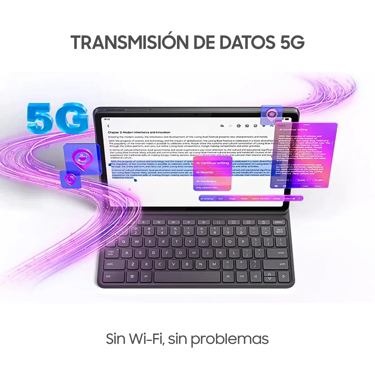 LENOVO IDEATAB 5G TB336ZU -PANTALLA 11" 2,5K - OCTA CORE (2,4GHZ/ 2,0GHZ) - 256GB - MEMORIA 8GB - ANDROID 15 - WIFI - 5G + TECLADO + LAPIZ -LUNA GREY$ - Image 4