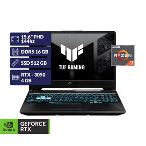 Portátil Asus Tuf Gaming A15 Fa506ncg-Hn204 | Ryz 7 7445hs | 16gb De Ram | M.2 Nvme 512gb | 4gb Rtx-3050 | 15,6″ Pulgadas Fhd | Gris